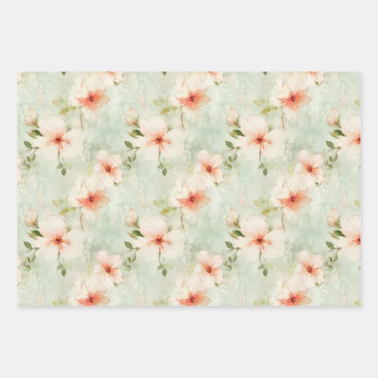 Terracotta Bloemen en groen Elegante Bloemen Inpakpapier Vel (Voorkant)