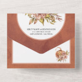 Terracotta bloemen en pompoen herfst bruiloft all in one uitnodiging (Achterkant)