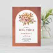 Terracotta bloemen en pompoen herfst vrijgezellenf kaart (Staand voorkant)