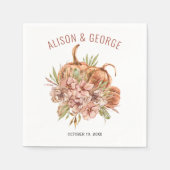 Terracotta bloemen en pompoenen vallen bruiloft servet (Voorkant)