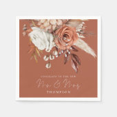 Terracotta Bloemen feliciteert Mr. Mrs Brown bruil Servet (Voorkant)