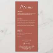 Terracotta Bloemen Formele Elegante Huwelijk Menu (Voorkant)