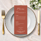 Terracotta Bloemen Formele Elegante Huwelijk Menu