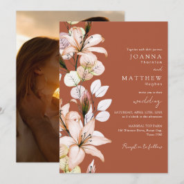 Terracotta Bloemen Foto Herfst Trouwfeest Kaart