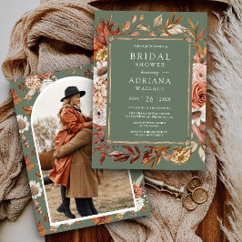 Terracotta Bloemen Foto Sage Groen Vrijgezellenfee Kaart