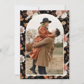 Terracotta Bloemen Foto Zwart Huwelijk Save The Date (Achterkant)