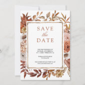 Terracotta Bloemen Fotobruiloft Save The Date (Voorkant)