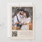 Terracotta Bloemen Fotocrème textuur bruiloft Kaart (Achterkant)