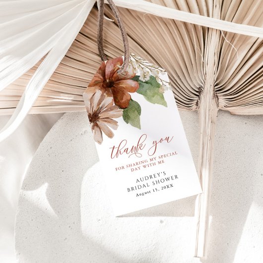 Terracotta Bloemen Gepersonaliseerd Dank u Cadeaulabel