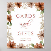 Terracotta Bloemen Grens Kaarten en Geschenken Tro Poster (Voorkant)