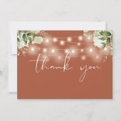 Terracotta Bloemen Groen String Lights Bedankkaart (Voorkant)