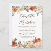 Terracotta Bloemen Herfst Pompoen Bruiloft Kaart (Voorkant)