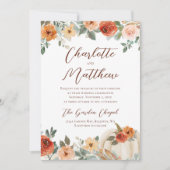 Terracotta Bloemen Herfst Pompoen Bruiloft Kaart (Voorkant)