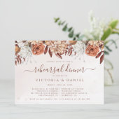 Terracotta Bloemen Herfstloof Proefdiners Kaart (Staand voorkant)