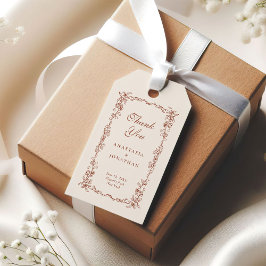 Terracotta  Bloemen Huwelijk Bedankt Cadeaulabel