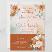 Terracotta Bloemen Huwelijk Programma (Voorkant)