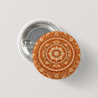 Terracotta Bloemen Mandala Ronde Button 3,2 Cm