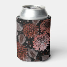 Terracotta bloemen met grijze bladeren op een zwar