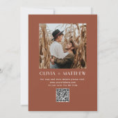 Terracotta bloemen minimalistische bruiloft | QR & Kaart (Achterkant)