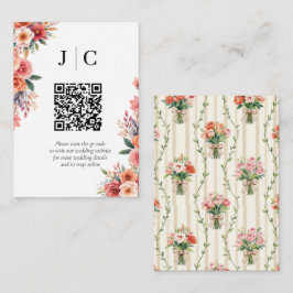 Terracotta Bloemen Minimalistische QR Code Enclosu Informatiekaartje
