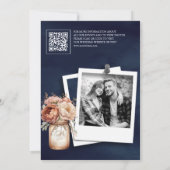 Terracotta Bloemen Navy Foto QR Code Trouwfeest Save The Date (Achterkant)