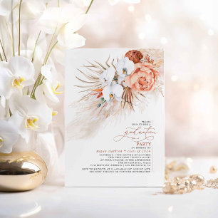 Terracotta Bloemen Pampas Graduation Party Kaart