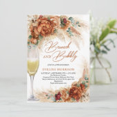 Terracotta bloemen pampas gras brunch en bubbly kaart (Staand voorkant)