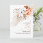 Terracotta bloemen Pampas gras Eerste Communie Kaart (Staand voorkant)