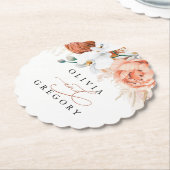 Terracotta Bloemen Pampas Gras Elegant Tropisch Kartonnen Onderzetters (Gekanteld)