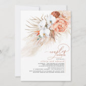 Terracotta Bloemen Pampas Gras Koppels Bruisfeest Kaart (Voorkant)