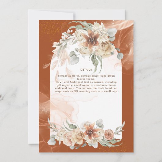 Terracotta Bloemen Pampas Gras TROUWFEESTJE (Achterkant)