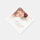 Terracotta Bloemen Pampas Grass Bruiloft Servetten (Hoek)