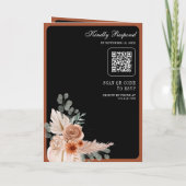 Terracotta Bloemen Pampas Zwart QR Code Trouwen (Achterkant)