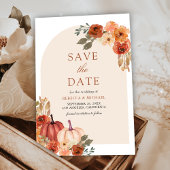 Terracotta Bloemen Pompoen Bruiloft Save The Date