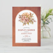 Terracotta bloemen, pompoen herfst koppels douche kaart (Staand voorkant)