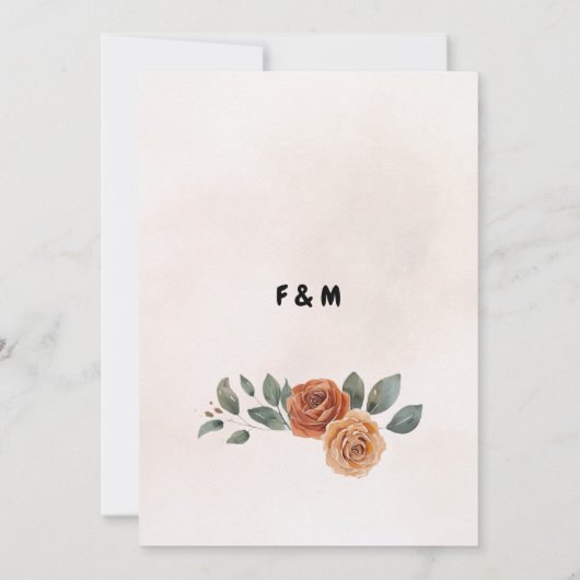 Terracotta Bloemen Rustiek Aardse Boho Huwelijk Save The Date (Achterkant)