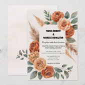 Terracotta Bloemen Rustiek Aardse Boho Huwelijk Save The Date (Voorkant / Achterkant)