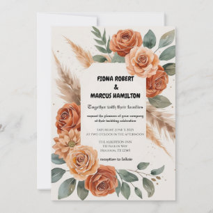 Terracotta Bloemen Rustiek Aardse Boho Huwelijk Save The Date