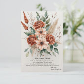 Terracotta Bloemen Rustiek Boho Huwelijk Bedankkaart (Staand voorkant)