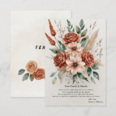Terracotta Bloemen Rustiek Boho Huwelijk Bedankkaart (Voorkant / Achterkant)