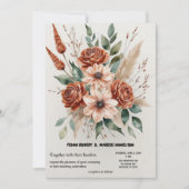 Terracotta Bloemen Rustiek Boho Huwelijk Save The Date (Voorkant)