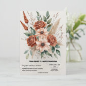 Terracotta Bloemen Rustiek Boho Huwelijk Save The Date (Staand voorkant)