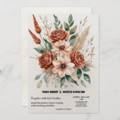 Terracotta Bloemen Rustiek Boho Huwelijk Save The Date (Voorkant / Achterkant)
