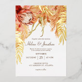 Terracotta Bloemen Rustieke Bruiloft Folie Uitnodiging (Voorkant)