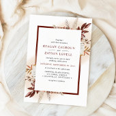 Terracotta Bloemen Rustieke Pampas Grass Bruiloft Kaart