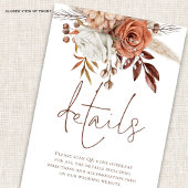 Terracotta Bloemen Script QR Code Trouwdetails Informatiekaartje