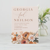 Terracotta Bloemen Sinaasappel Bruin Herfst Herfst Kaart (Staand voorkant)