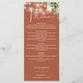 Terracotta Bloemen String Lights Bruiloft Diner Menu (Voorkant)