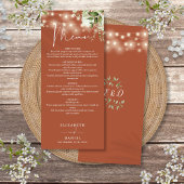 Terracotta Bloemen String Lights Bruiloft Diner Menu