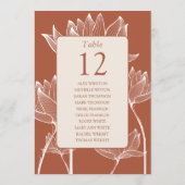 Terracotta Bloemen Tafel Nummer Zitting Grafiek (Achterkant)